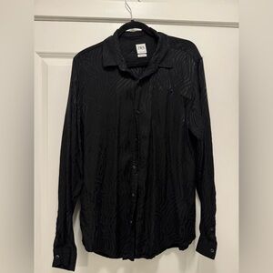 Zara Textured Black Long Sleeve Shirt